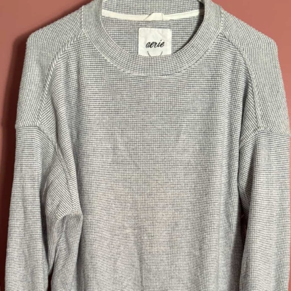 Aerie grey waffle knit crewneck sweatshirt - Picture 1 of 5